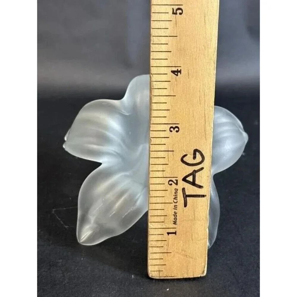 Art Nouveau Vintage Frosted Hand Blown Glass Lily Bud Vase Decorative Flower